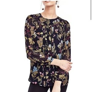 Ann Taylor - Botanical Floral Lacy Blouse